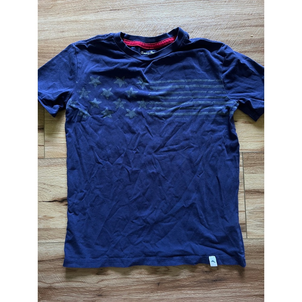 Tommy Bahama T-Shirt Kids Medium 7/8 Navy Blue American Flag Graphic Tee